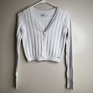 Hollister‎ White Cardigan Size Medium Button Up